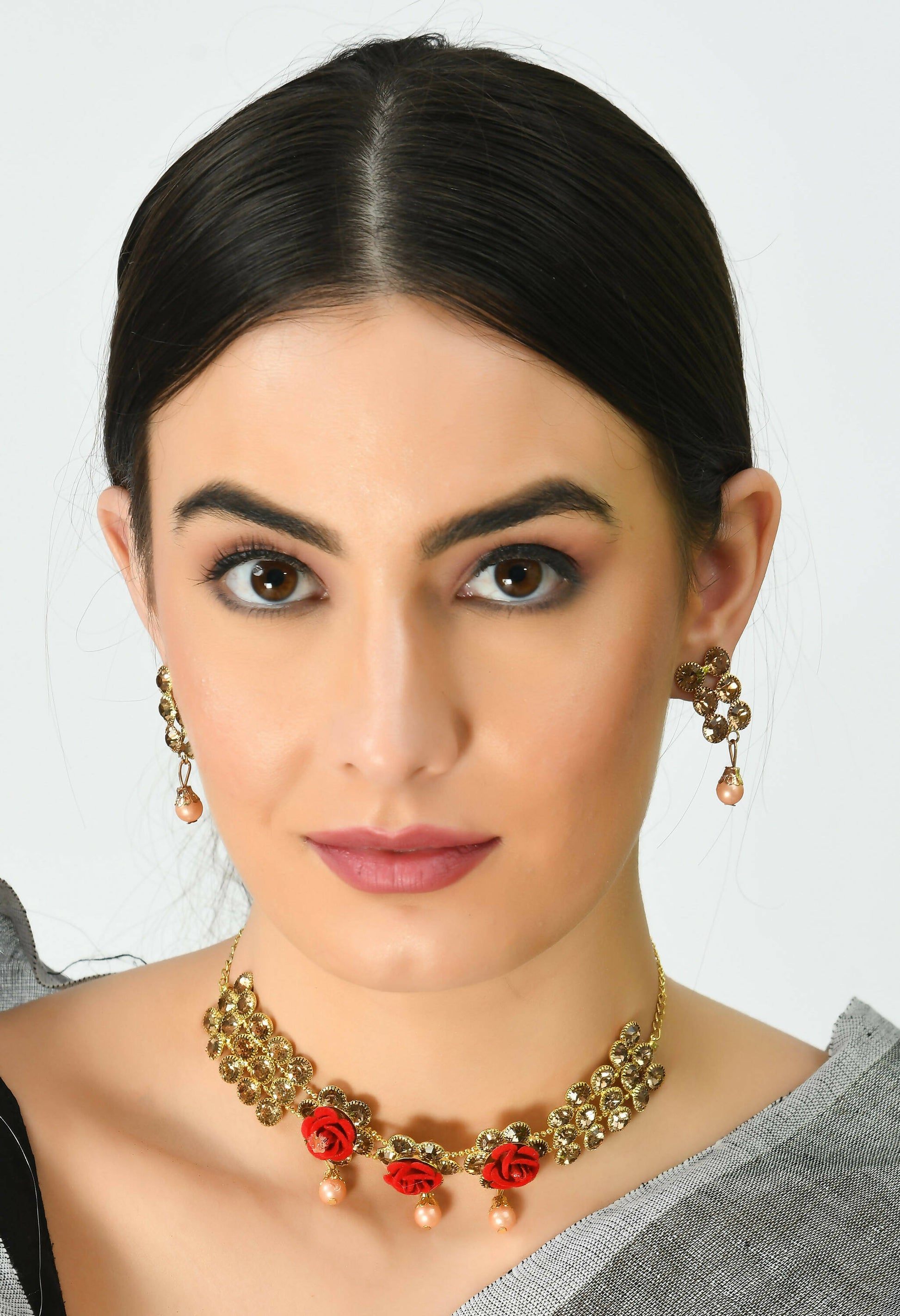 Mominos Fashion Johar Kamal Gold-Plated Brass Finish Stone/Pearls Choker For Women (Golden) - Grab2buy