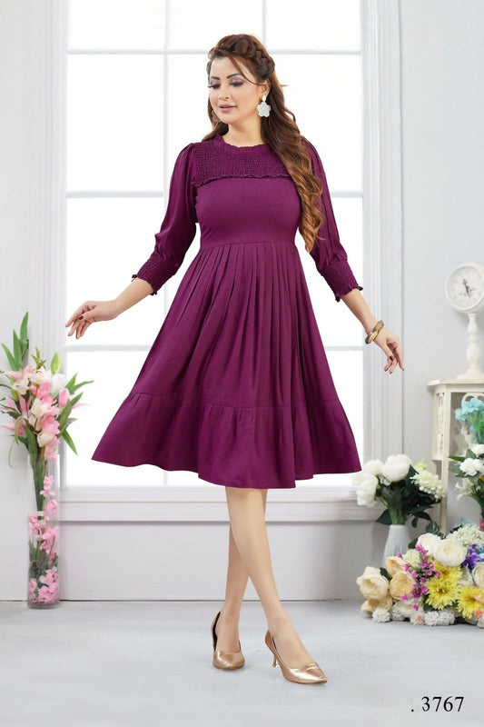 Joban Fashion Rayon Wine Color Tunic
