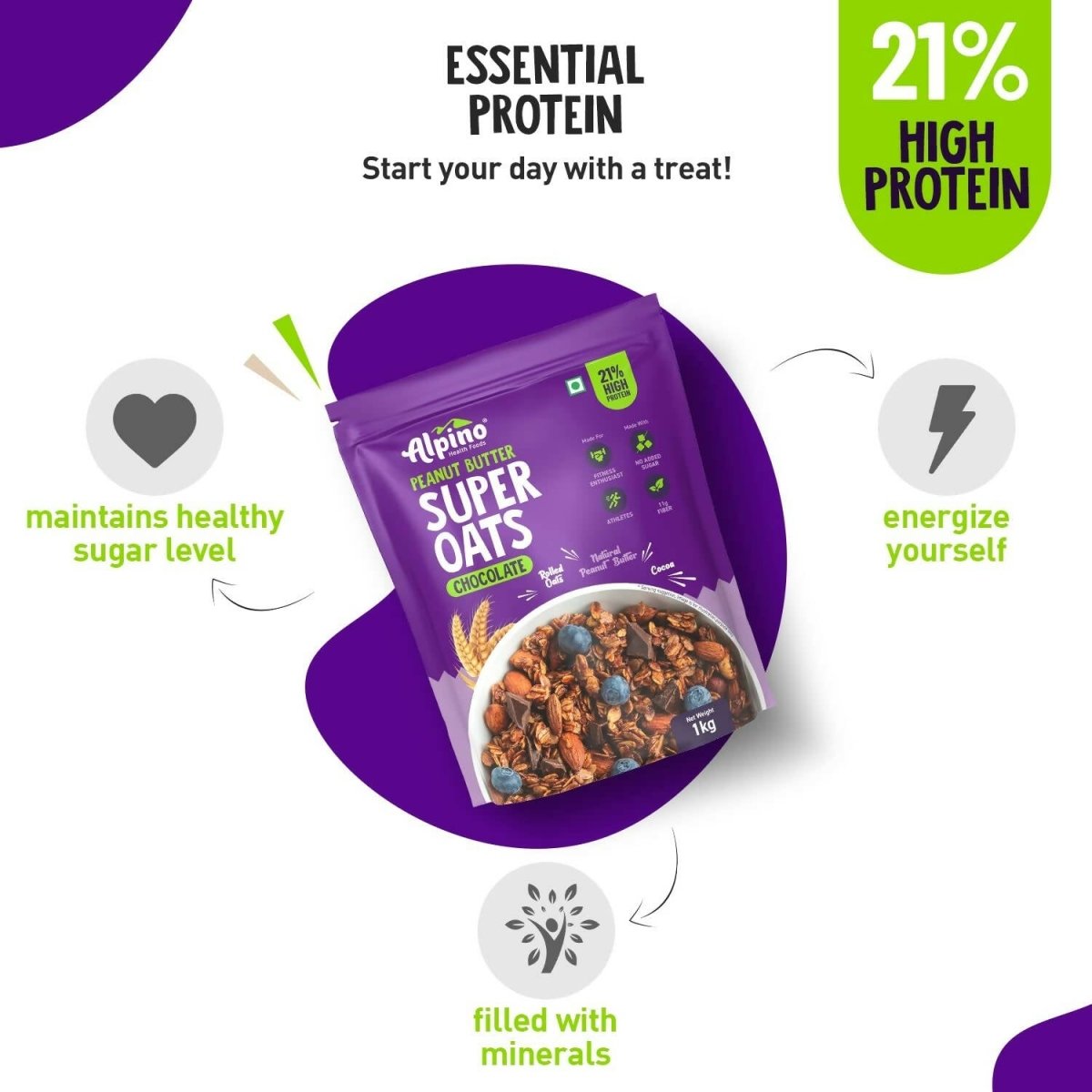 Alpino High Protein Super Rolled Oats Chocolate - Grab2buy