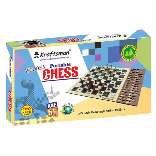 Kraftsman Wooden Portable Chess Board Game Set for Kids and Adults of All Age Groups Grab2Buy Kraftsman Grab2Buy
