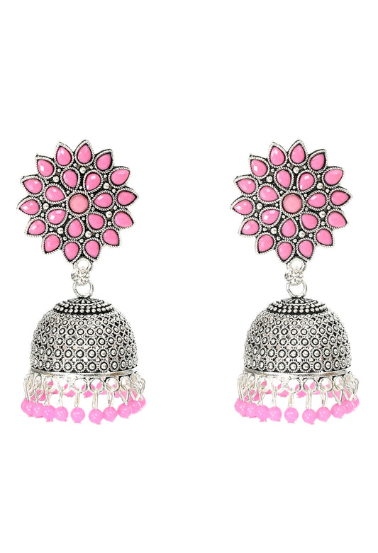 Mominos Fashion Joharkamal Kundan work Jhumka with Baby Pink Beads - Distacart