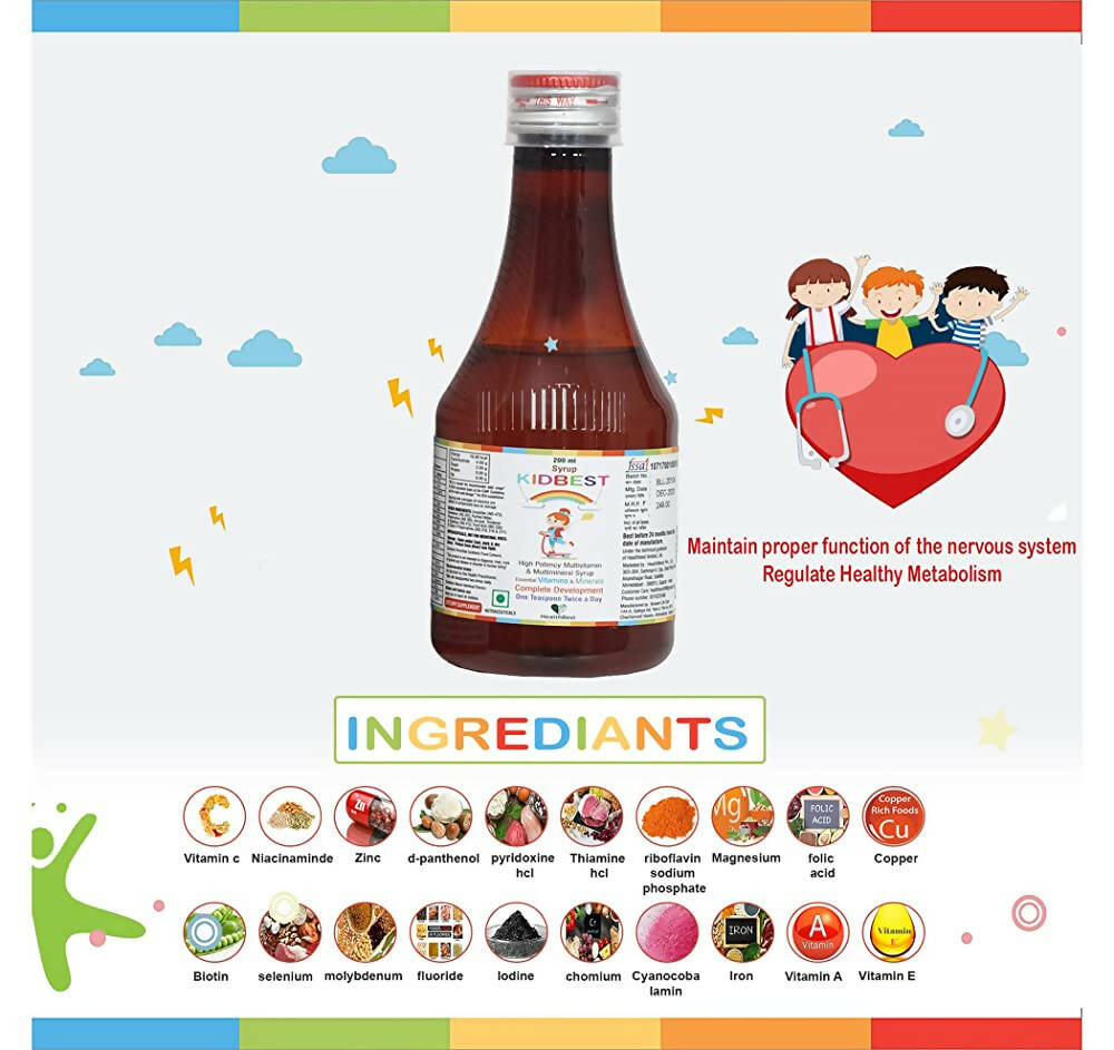 HealthBest Kidbest Multivitamin & Multimineral Syrup for Kids - Grab2buy