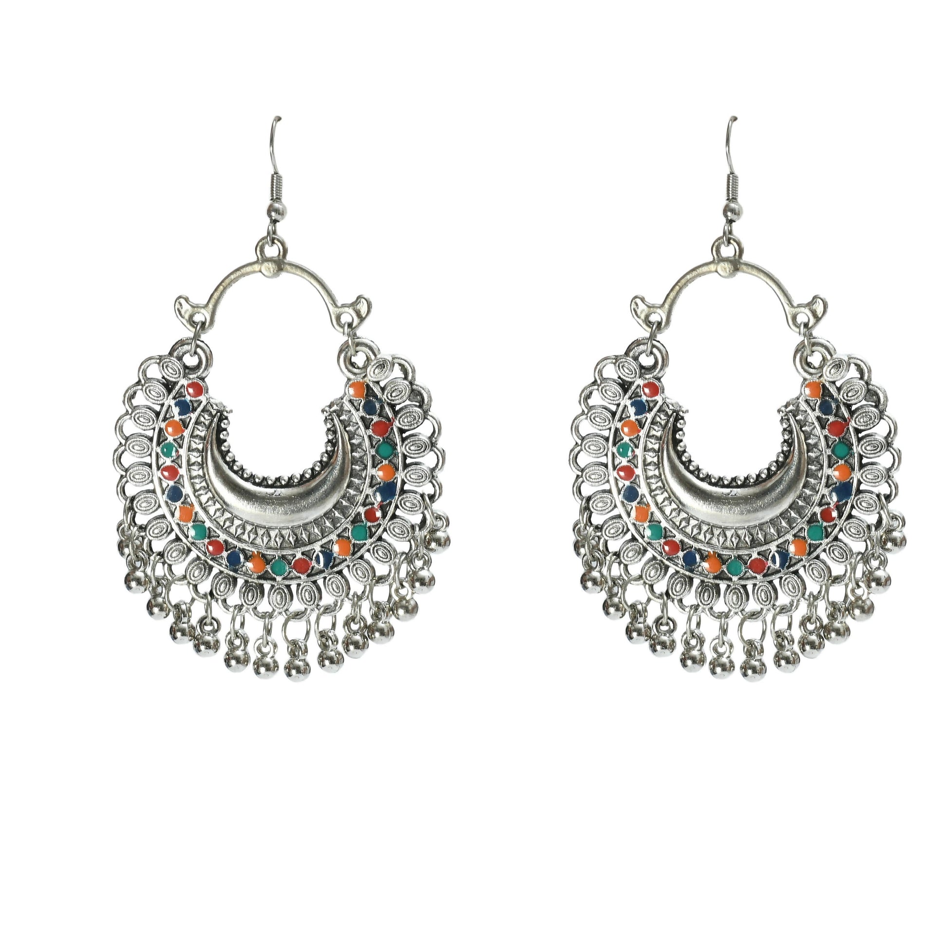 Mominos Fashion Johar Kamal Oxidised Silver-Plated Meena Work Choker Set - Grab2buy
