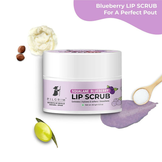 Pilgrim Spanish Lip Scrub (Blueberry) For Dark Lips, Gentle Exfoliation, Hydrated, Smooth & Soft Lips - Grab2buy