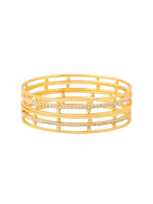 NVR Women Set of 2 Gold-Polished Traditional Bangles