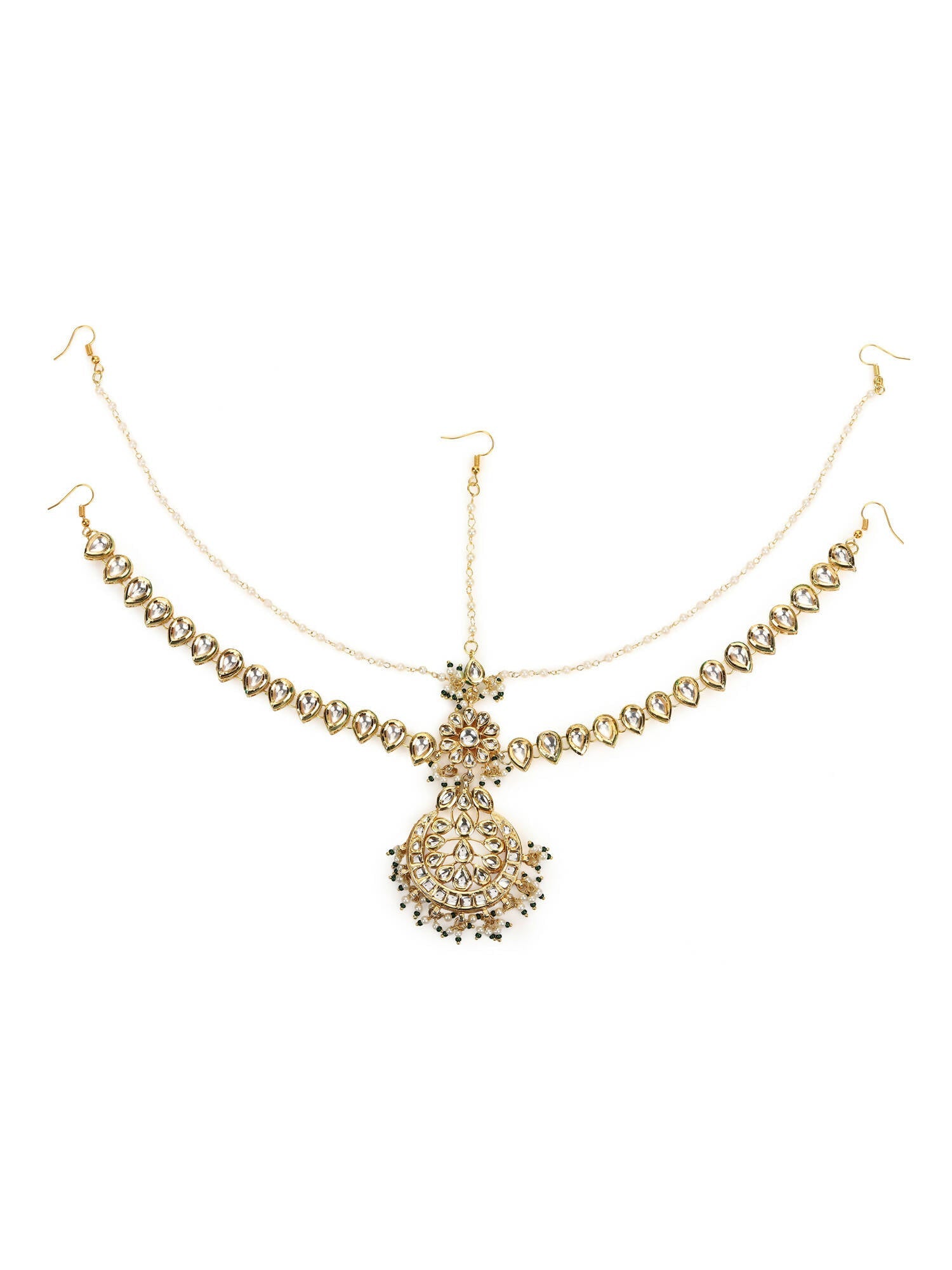 Women's Gold Plated Kundan Mathapatti Head Jewellery - Ruby Raang - Grab2buy
