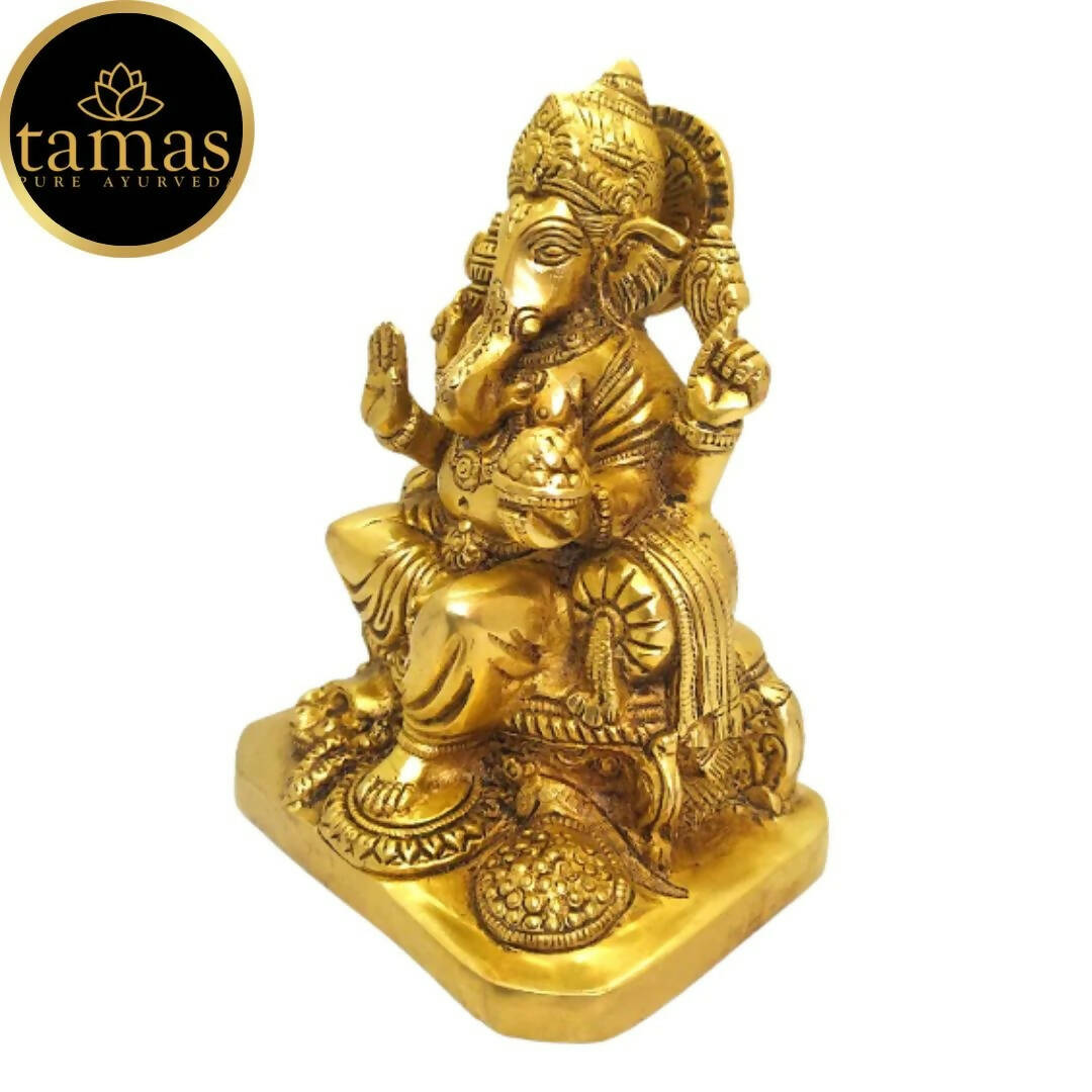 Tamas Brass Lord Ganesh Lakshmi Statue (Golden) - Grab2buy