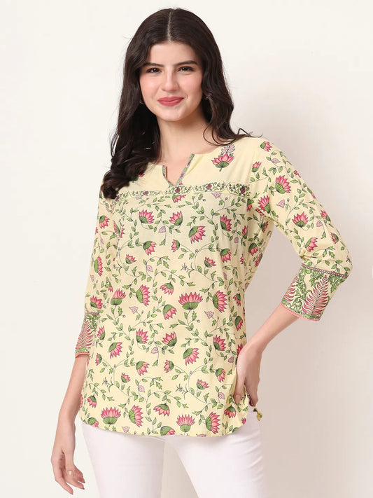 Yufta Yellow Pure Cotton Peplum Top Grab2Buy Yufta Grab2Buy