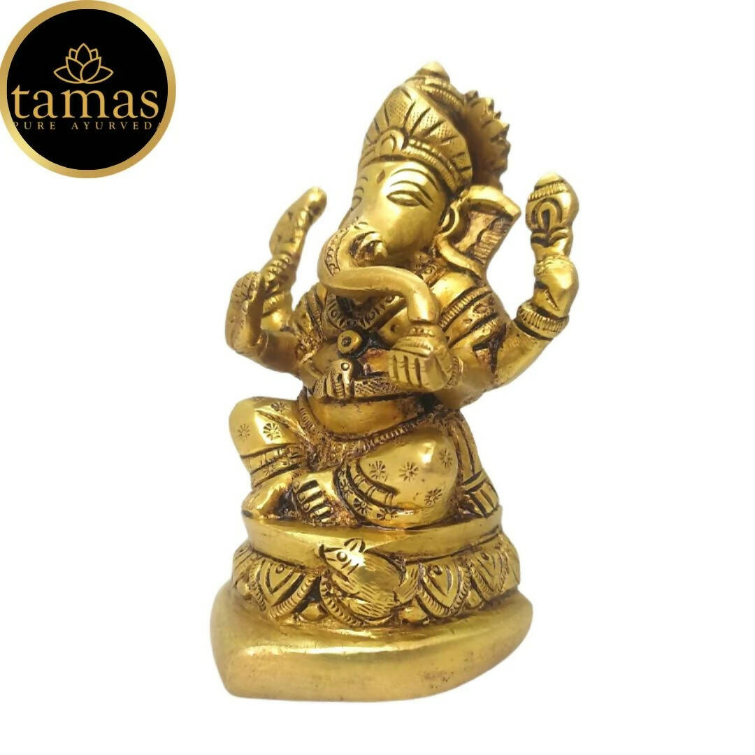 Tamas Brass Handmade Ganesh Statue for Good Luck, Success and Prosperity (Golden) - Grab2buy