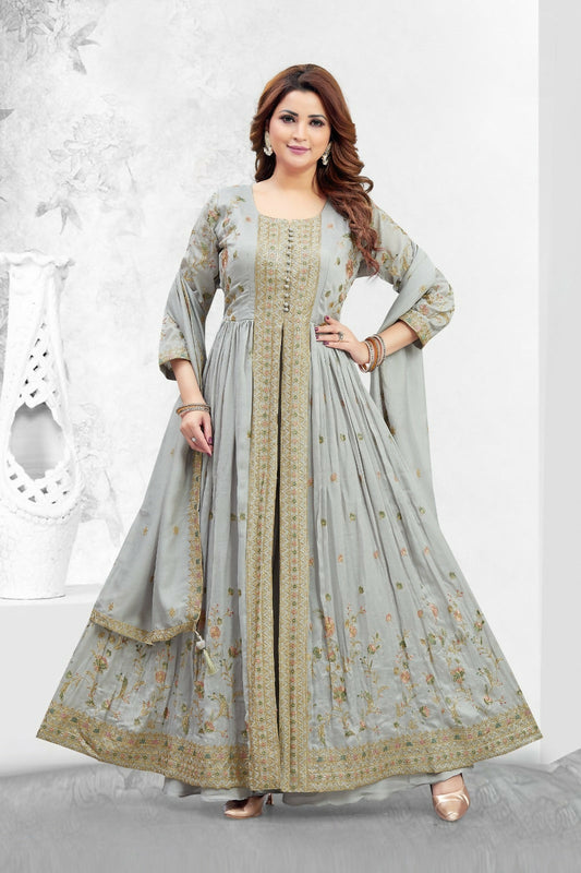 Joban Fashion Muslin Silk Grey Color Kurta Set