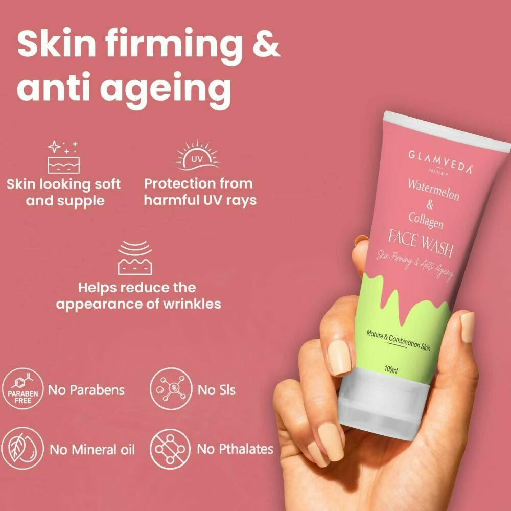 Glamveda Watermelon & Collagen Firming Face Wash - Distacart