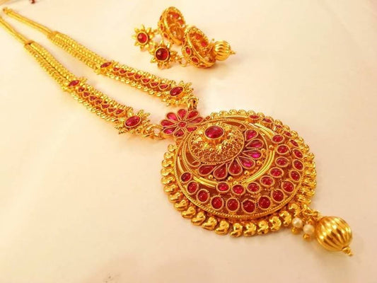 Pink Kemp Long Necklace Set