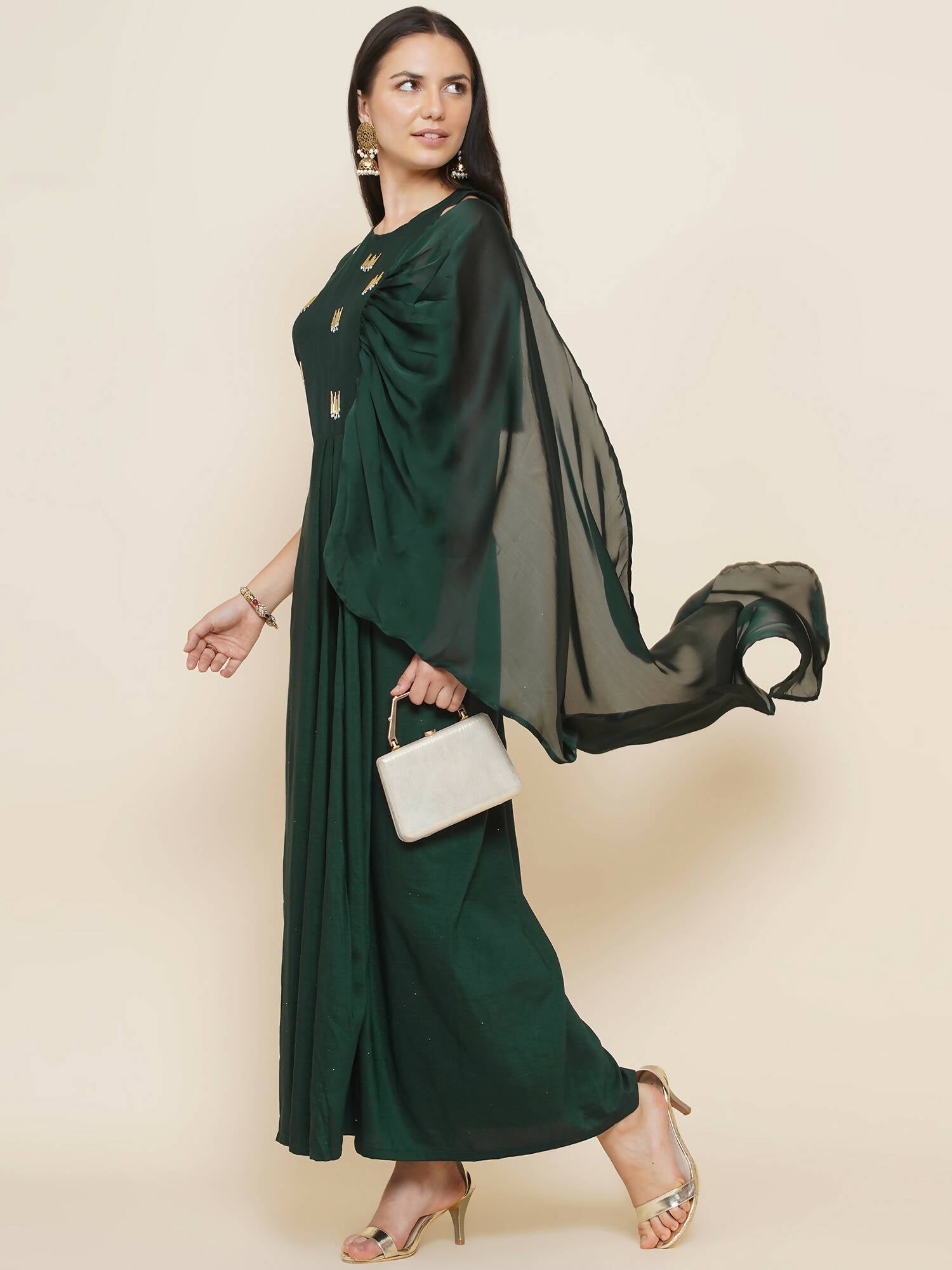 Women Republic Green Hand Embellished Gown - Grab2buy