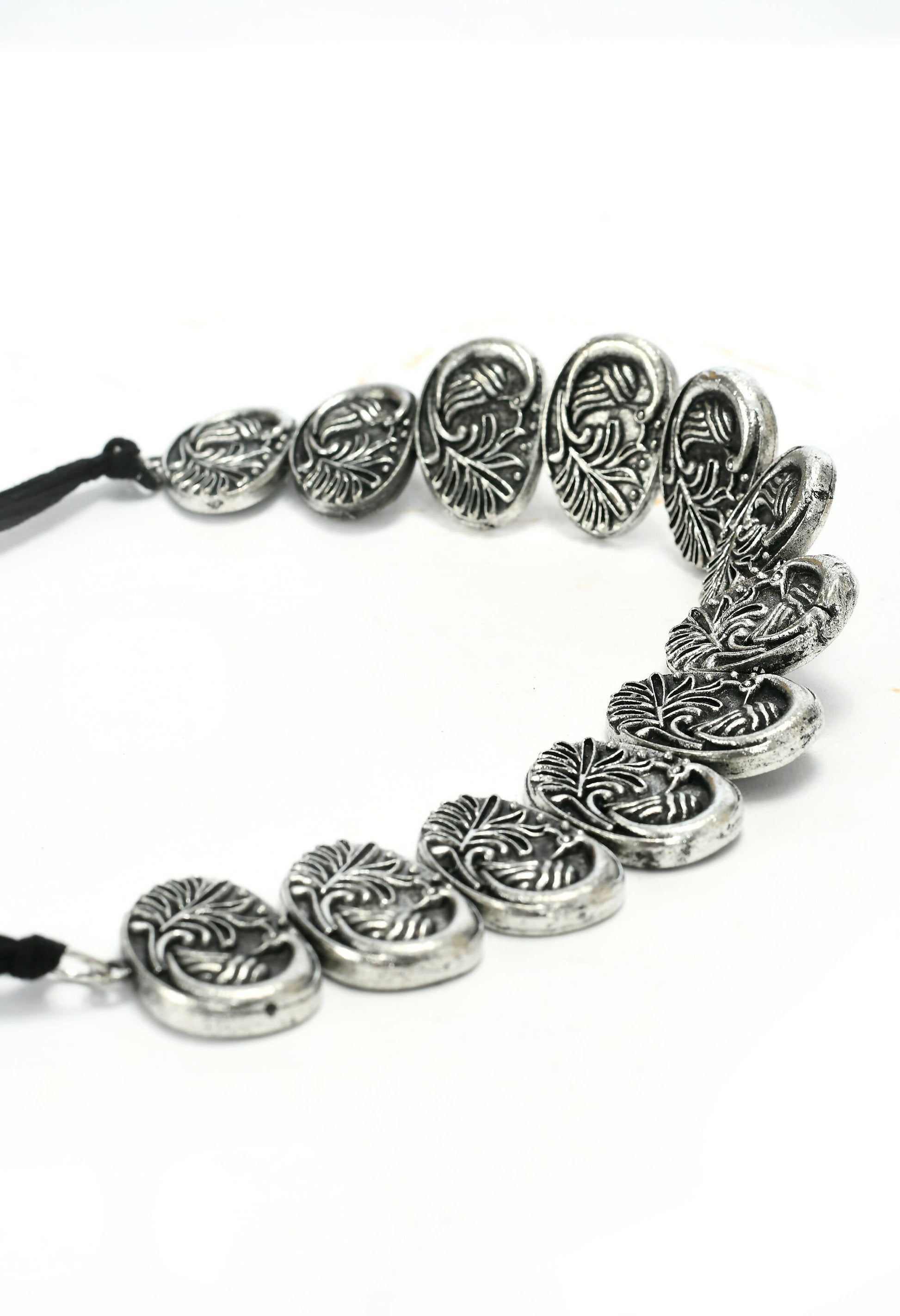 Mominos Fashion Johar Kamal Oxidised Silver-Plated Brass Finish Choker For Women - Grab2buy