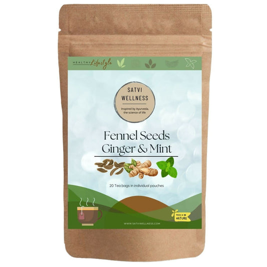 Satvi Wellness Fennel Ginger Mint Tea Bags | Herbal Tea