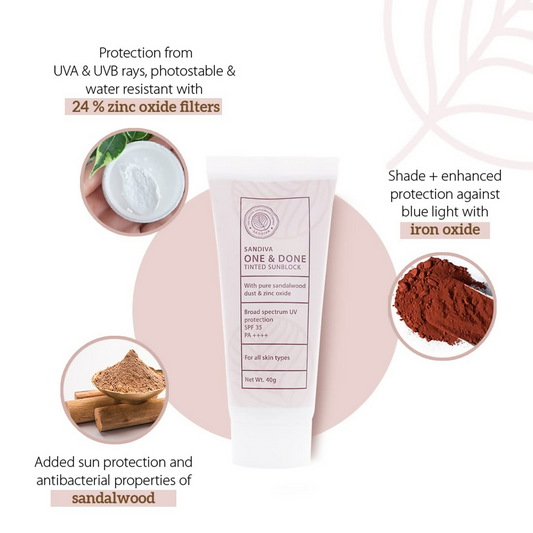 Sandiva One & Done Tinted Sunscreen With Zinc Oxide, SPF 35 PA++++, No White Cast - Tint 11