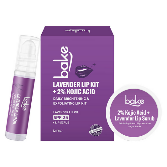 Bake Kojic Acid Lavender Lip Kit With Lip Balm SPF 50 & Lip Scrub For Dark & Pigmented Lips Grab2Buy Bake Grab2Buy