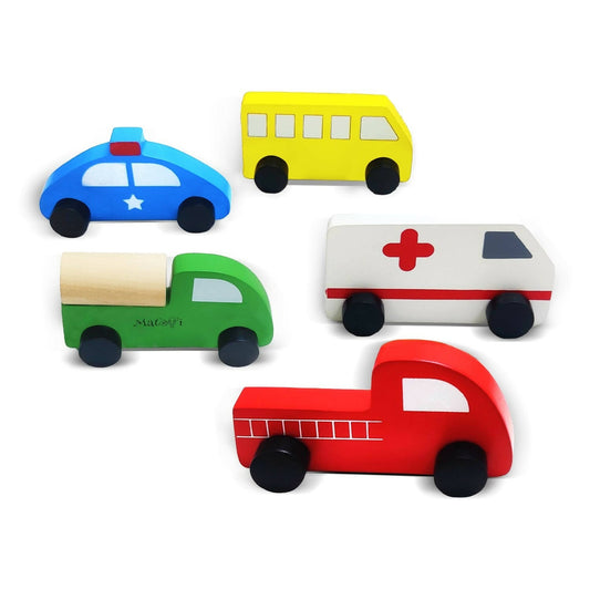 Matoyi Wooden Emergency Toy Vehicle Set of 5 - Grab2buy