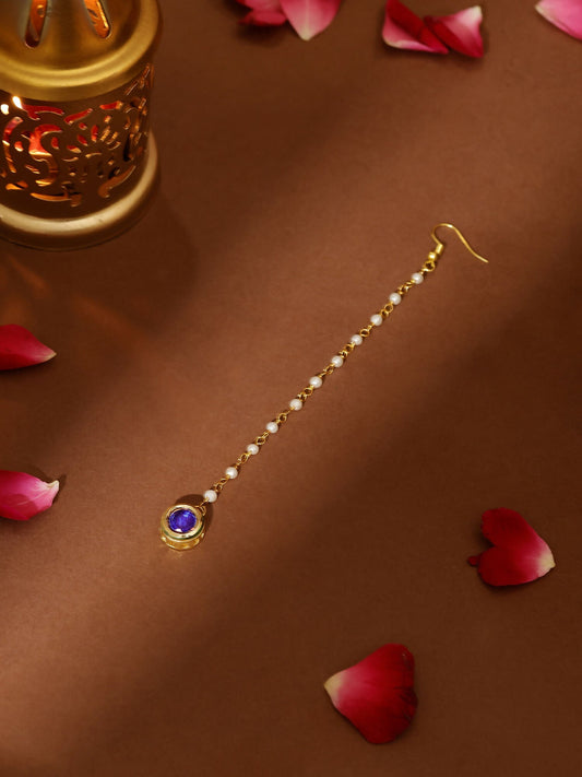 Ruby Raang Blue Meenakari Kundan Maang Tikka | Swadesiicart