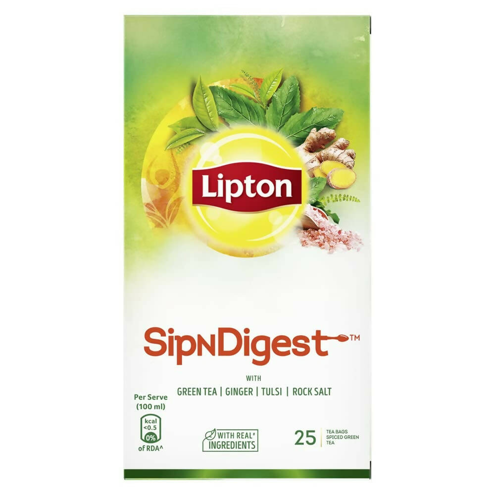 Lipton SipNDigest With Tulsi & Rock Salt Ginger Green Tea Bags - Grab2buy