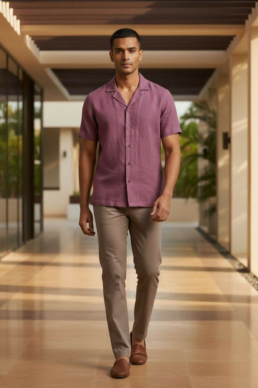 Henna — Wine Linen Shirt by Hilo Design