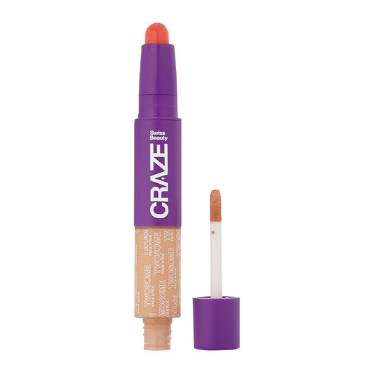 Swiss Beauty Craze Twosome Face Stick 2-In-1 Beauty Wand Concealer and Blush - 4 Deep - Pink
