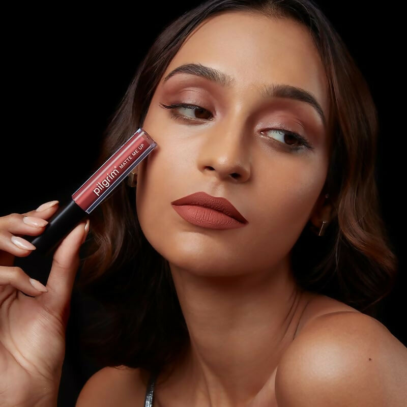 Pilgrim Liquid Matte Lipstick with Hyaluronic Acid - Saucy Coral - Grab2buy