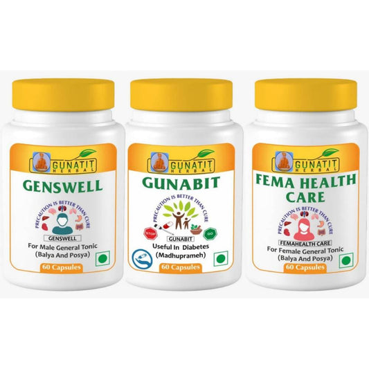 Gunatit Herbal Combo Of Genswell + Fema Healthcare + Gunabit Capsules - Grab2buy