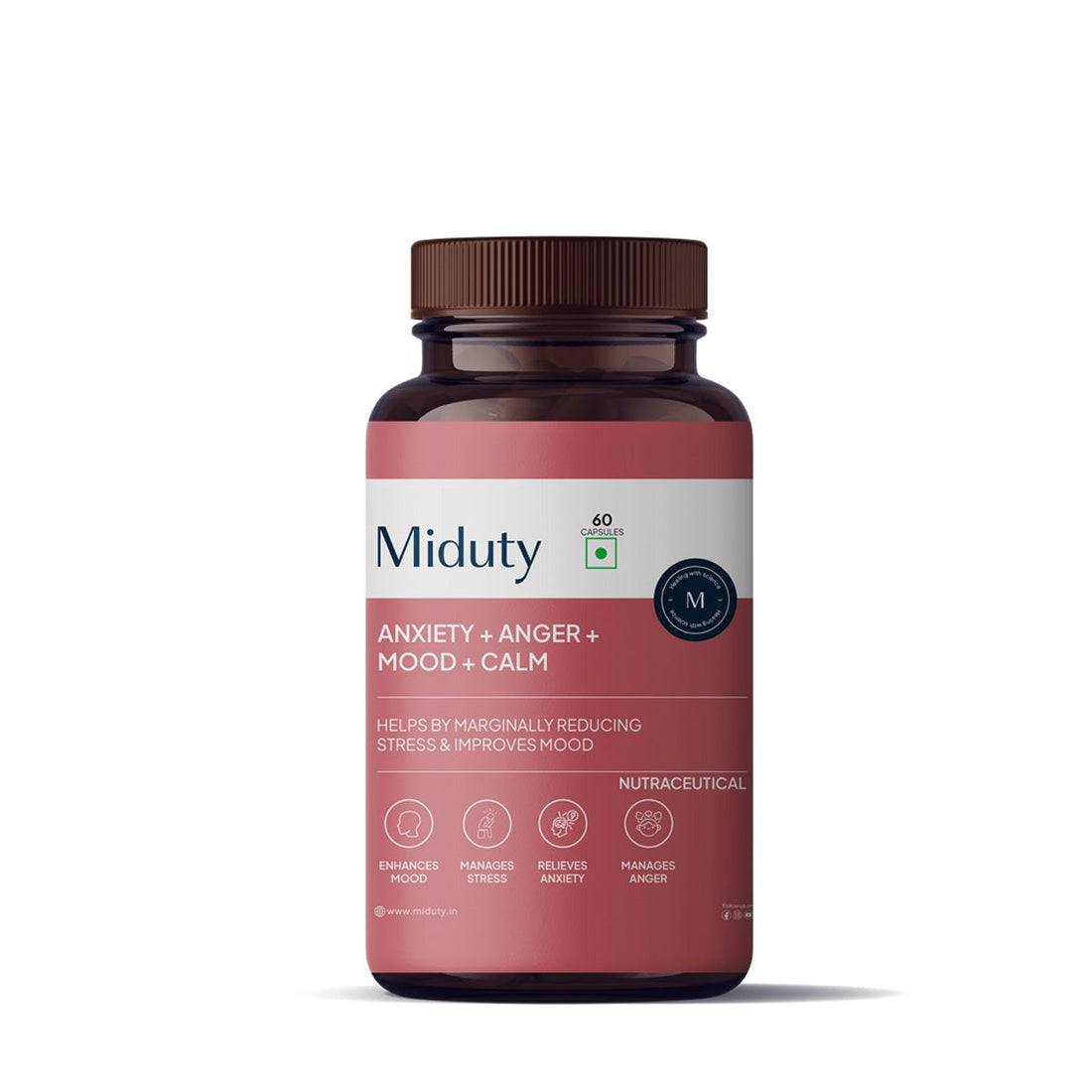 Miduty Anxiety + Anger + Mood + Calm Capsules — Ayurvedic Stress Relief Supplement USA | Grab2Buy