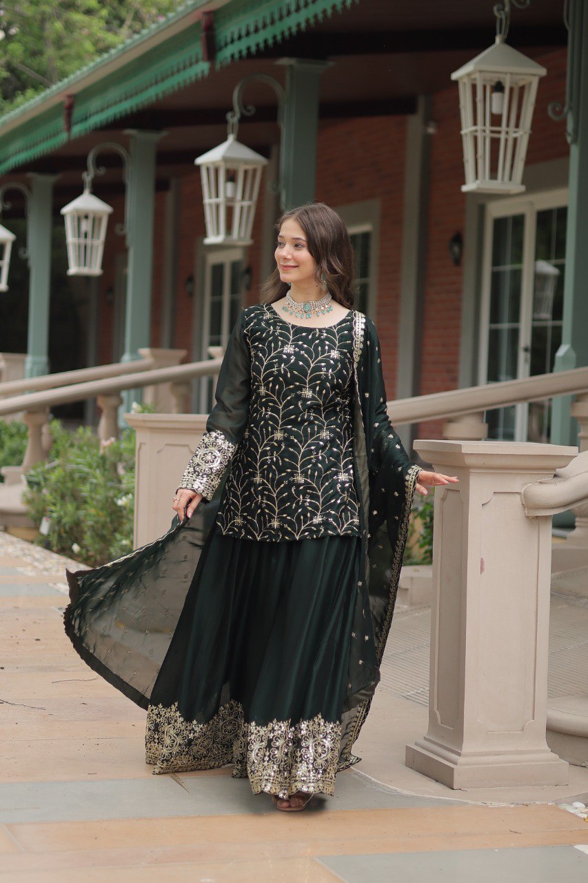 Yash Enterprise Green Silk Party Wear Embroidery Suit Set  Grab2Buy Yash Enterprise Grab2Buy