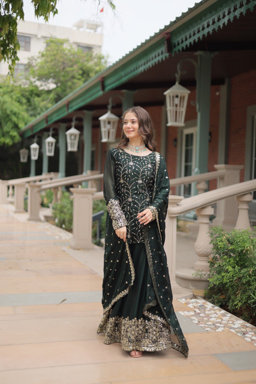 Yash Enterprise Green Silk Party Wear Embroidery Suit Set  Grab2Buy Yash Enterprise Grab2Buy