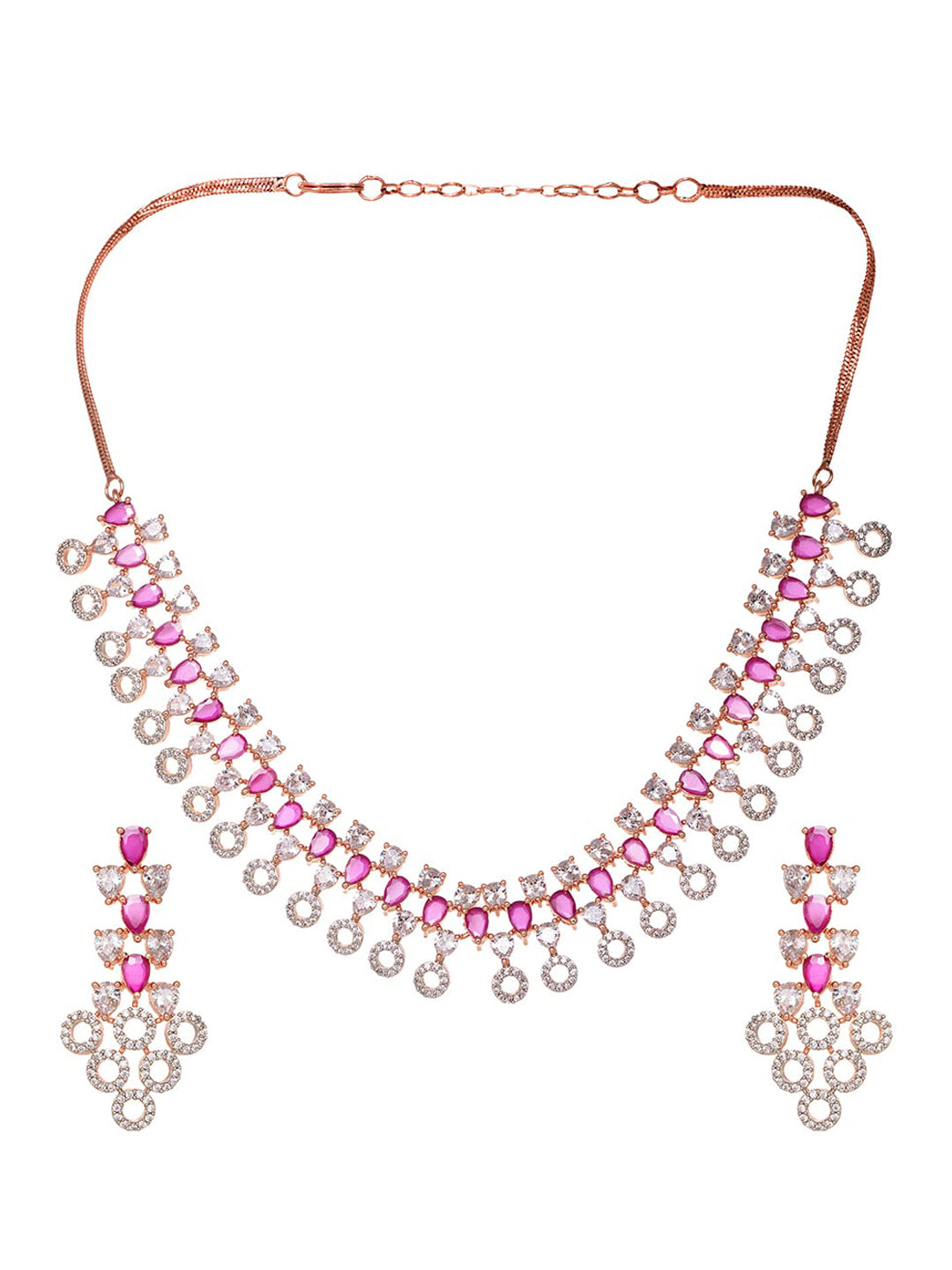 Saraf RS Jewellery Rose Gold-Plated Red AD-Studded Jewellery Set - Grab2buy