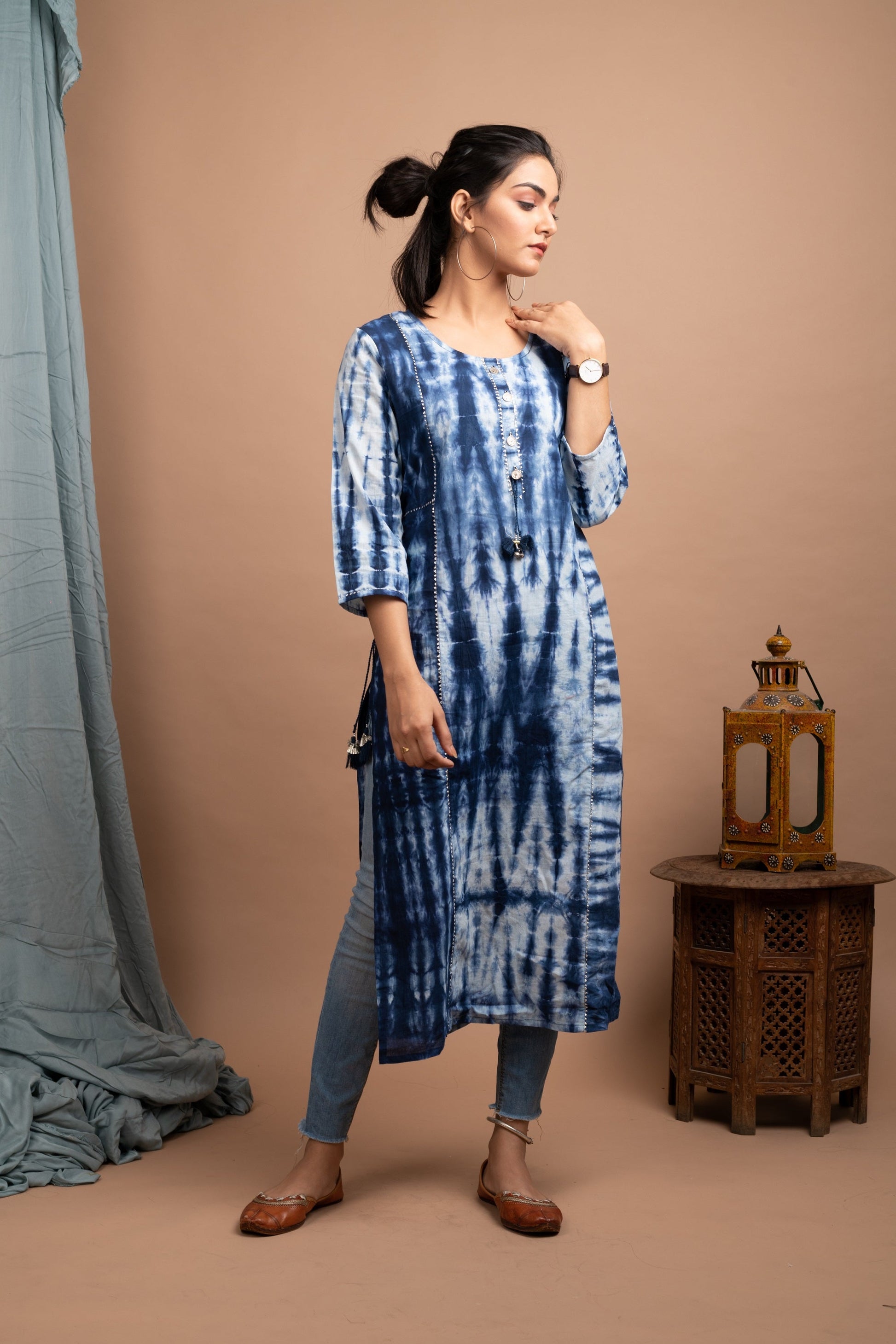 Kaajh Women's Blue Tie Dye Kurta