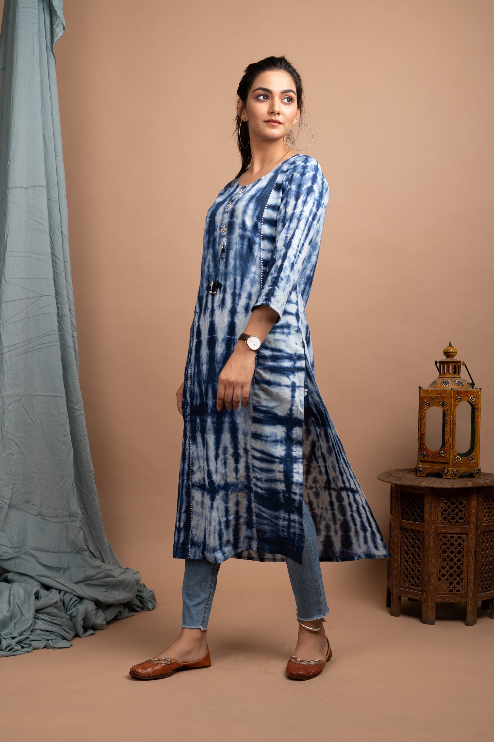Kaajh Women's Blue Tie Dye Kurta