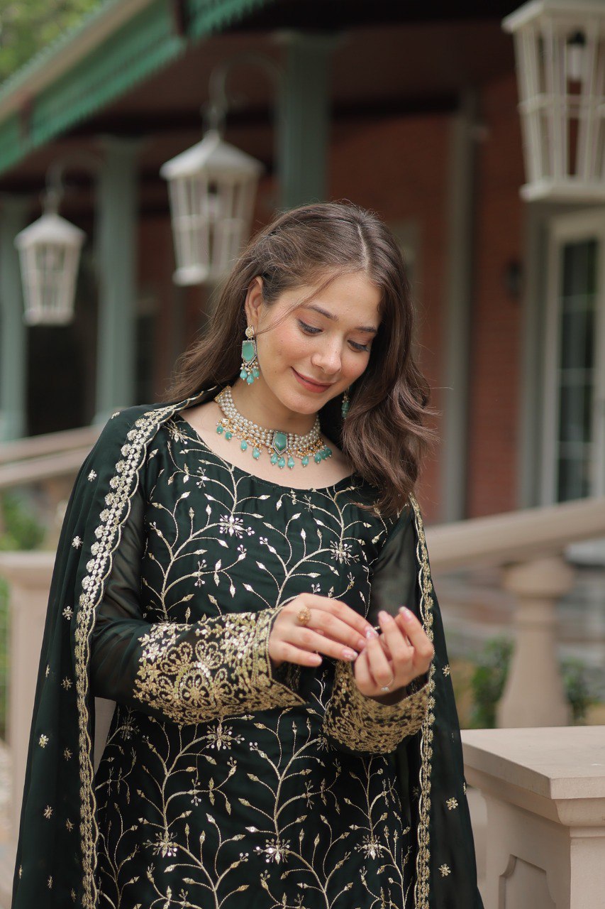 Yash Enterprise Green Silk Party Wear Embroidery Suit Set  Grab2Buy Yash Enterprise Grab2Buy