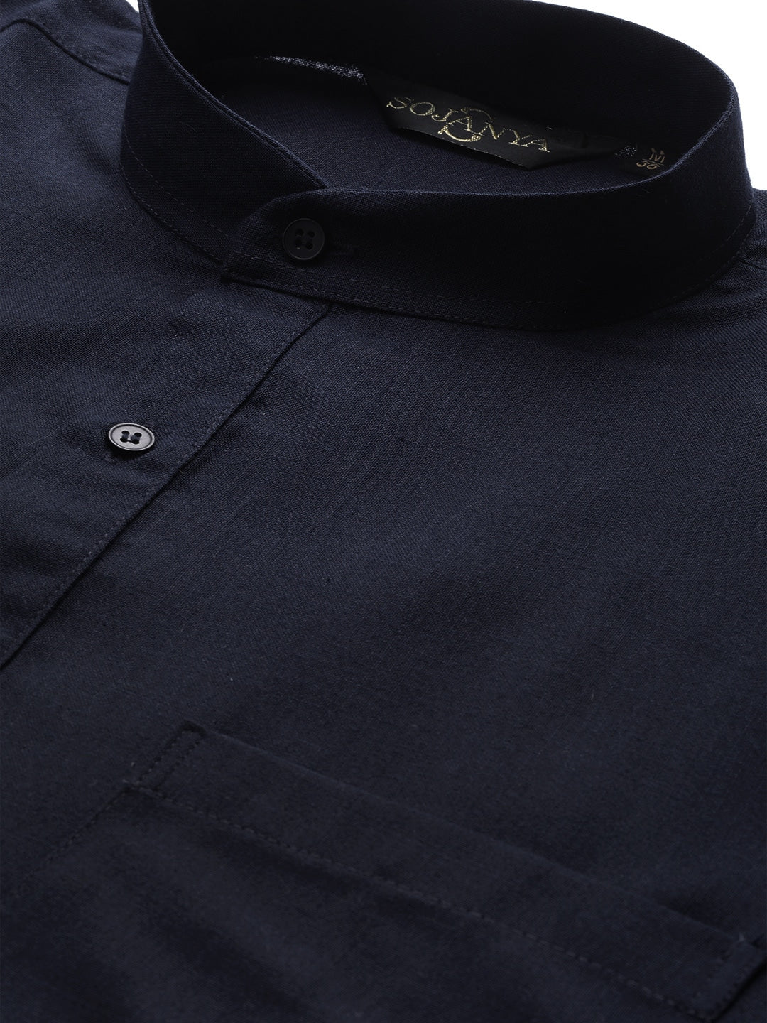 Sojanya Men Navy Blue Solid Straight Kurta 