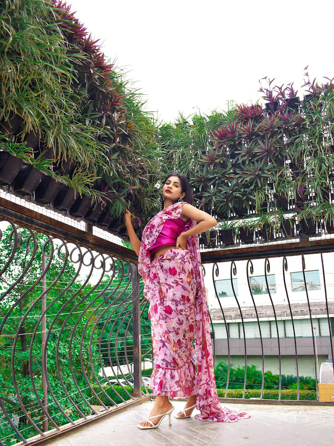 Tikhi Imli Pretty Pink Printed Poly Georgette Grab2Buy 