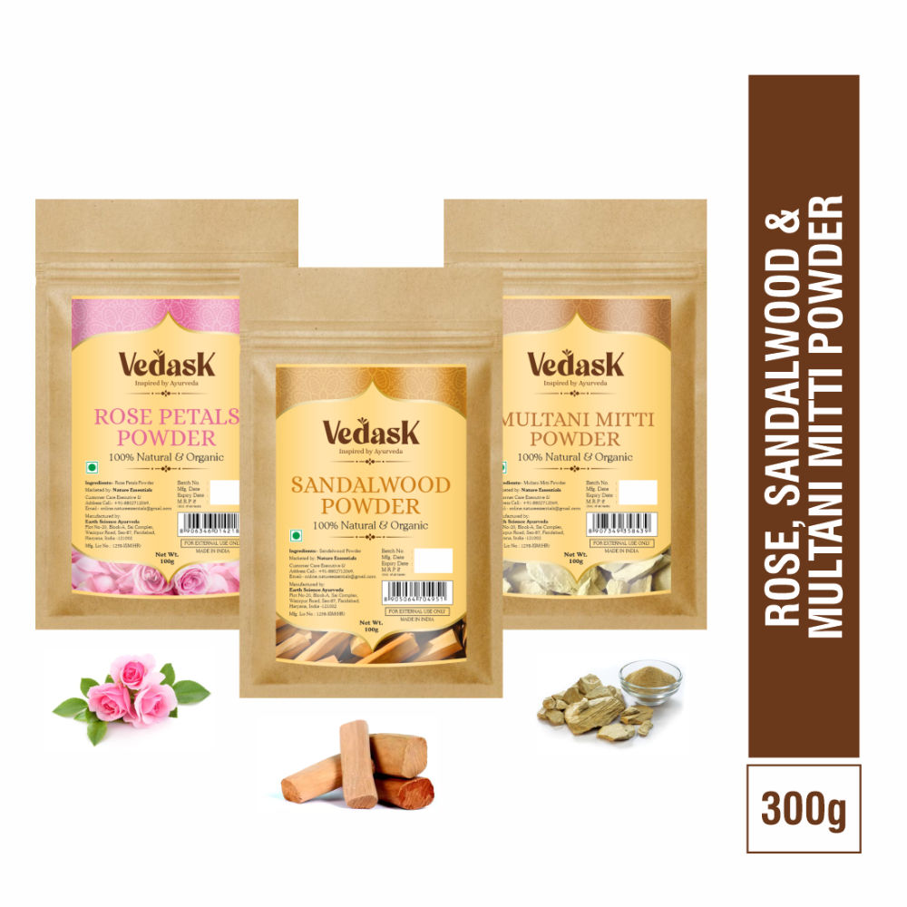 Vedask SandalWood Powder, Rose & Multani Mitti Powder  Grab2Buy Vedask Grab2Buy