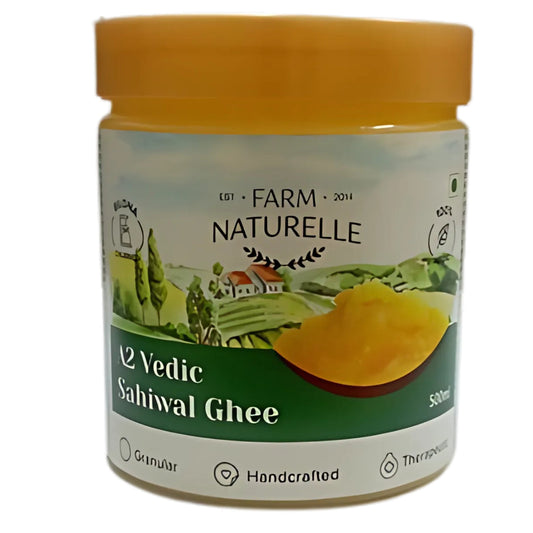 Farm Naturelle A2 Vedic Sahiwal Ghee - Desi Cow Ghee | Natural, Healthy, and Pure | Cultured Cow Ghee 