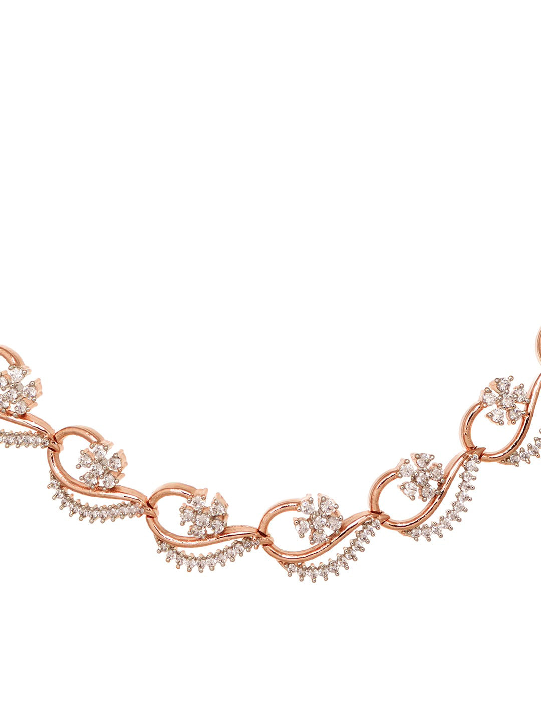 Saraf RS Jewellery Rose Gold-Plated White AD-Studded Jewellery Set - Grab2buy