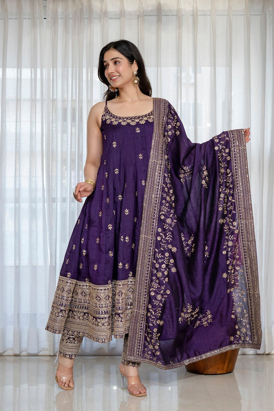 Yash Enterprise Purple Vichitra Silk Party Wear Embroidery Suit Set  Grab2Buy Yash Enterprise Grab2Buy