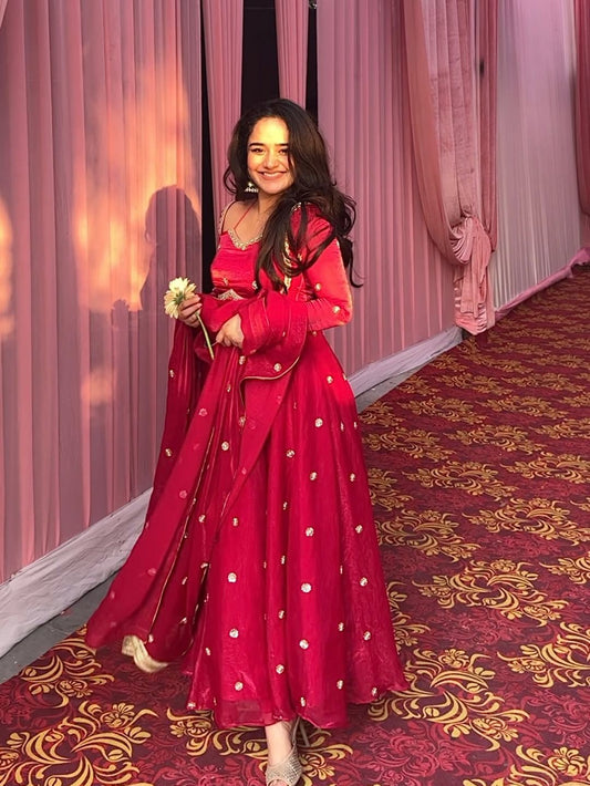 Yash Enterprise Red Fendy Silk Party Wear Embroidery Suit Set  Grab2Buy Yash Enterprise Grab2Buy