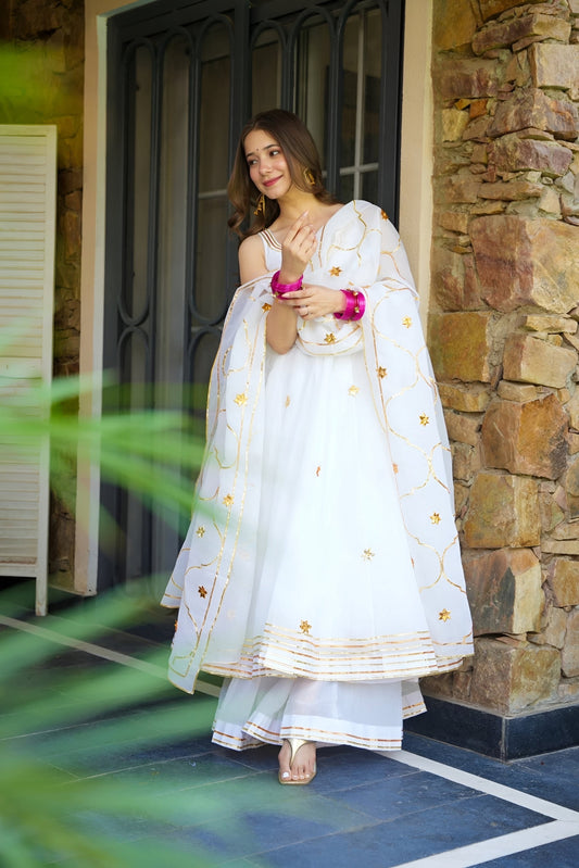 Yash Enterprise White Faux Georgette Party Wear Embroidery Suit Set  Grab2Buy Yash Enterprise Grab2Buy