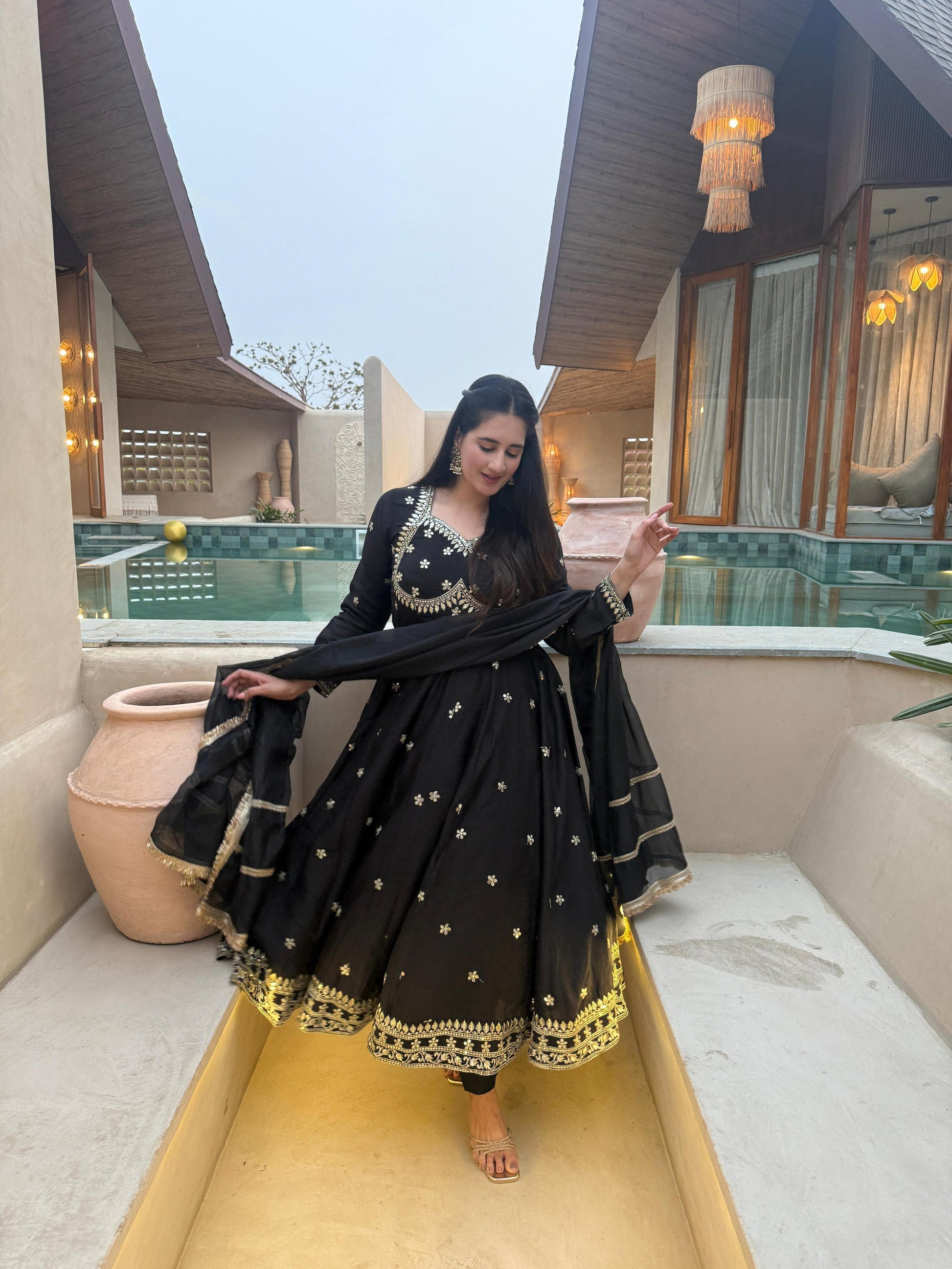 Yash Enterprise Black Vichitra Silk Party Wear Embroidery Suit Set  Grab2Buy Yash Enterprise Grab2Buy