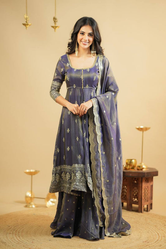 Yash Enterprise Light Purple Cosmo Silk Embroidery Suit Set  Grab2Buy Yash Enterprise Grab2Buy