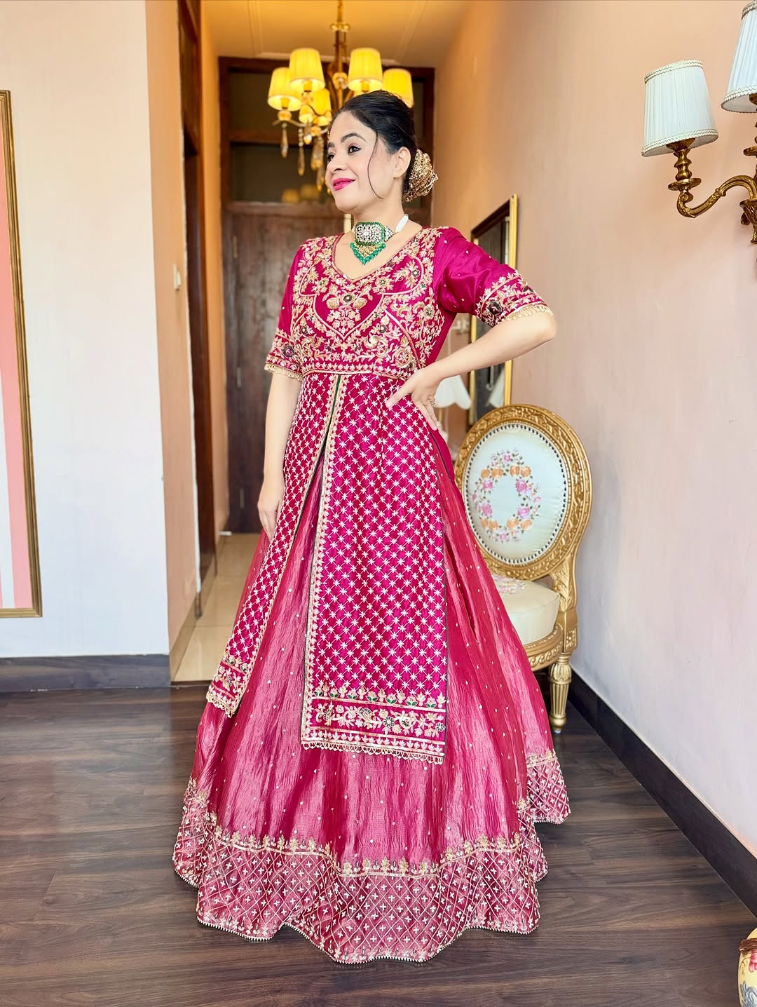 Yash Enterprise Pink Chinon Silk Party Wear Embroidery Suit Set  Grab2Buy Yash Enterprise Grab2Buy