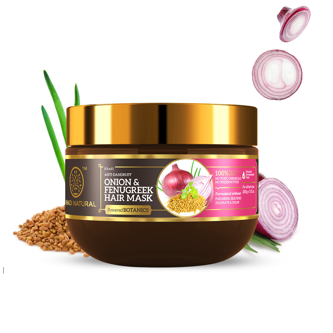 Khadi Natural Onion & Fenugreek Hair Mask – SLS, Paraben & Color Free - 200gm 
