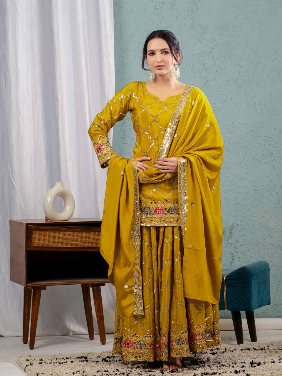Yash Enterprise Yellow Georgette Embroidery Party Wear Suit Set  Grab2Buy Yash Enterprise Grab2Buy
