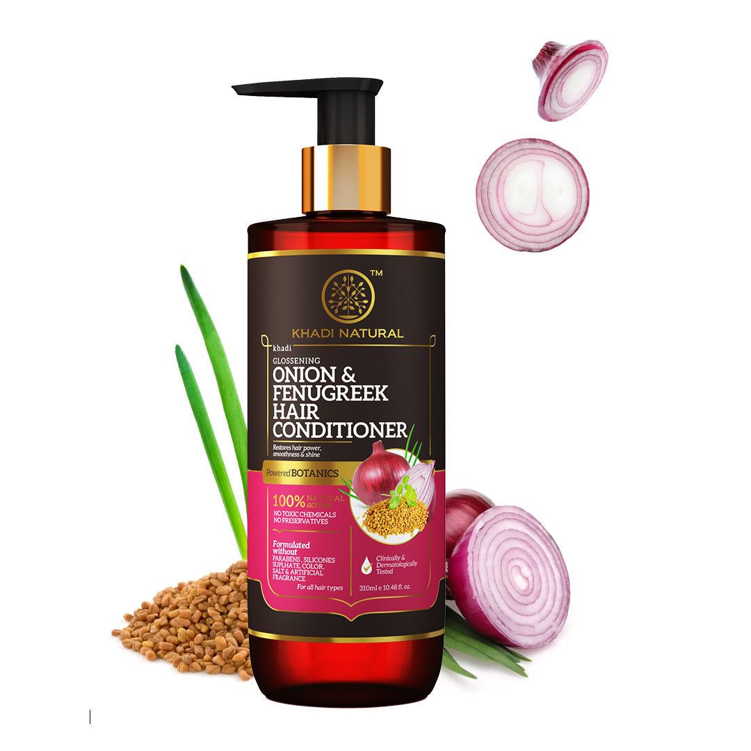 Khadi Natural Onion & Fenugreek Hair Conditioner - Paraben, Silicones, Sulphate, Color, Salt & Artificial Fragrance Free - 310ml 