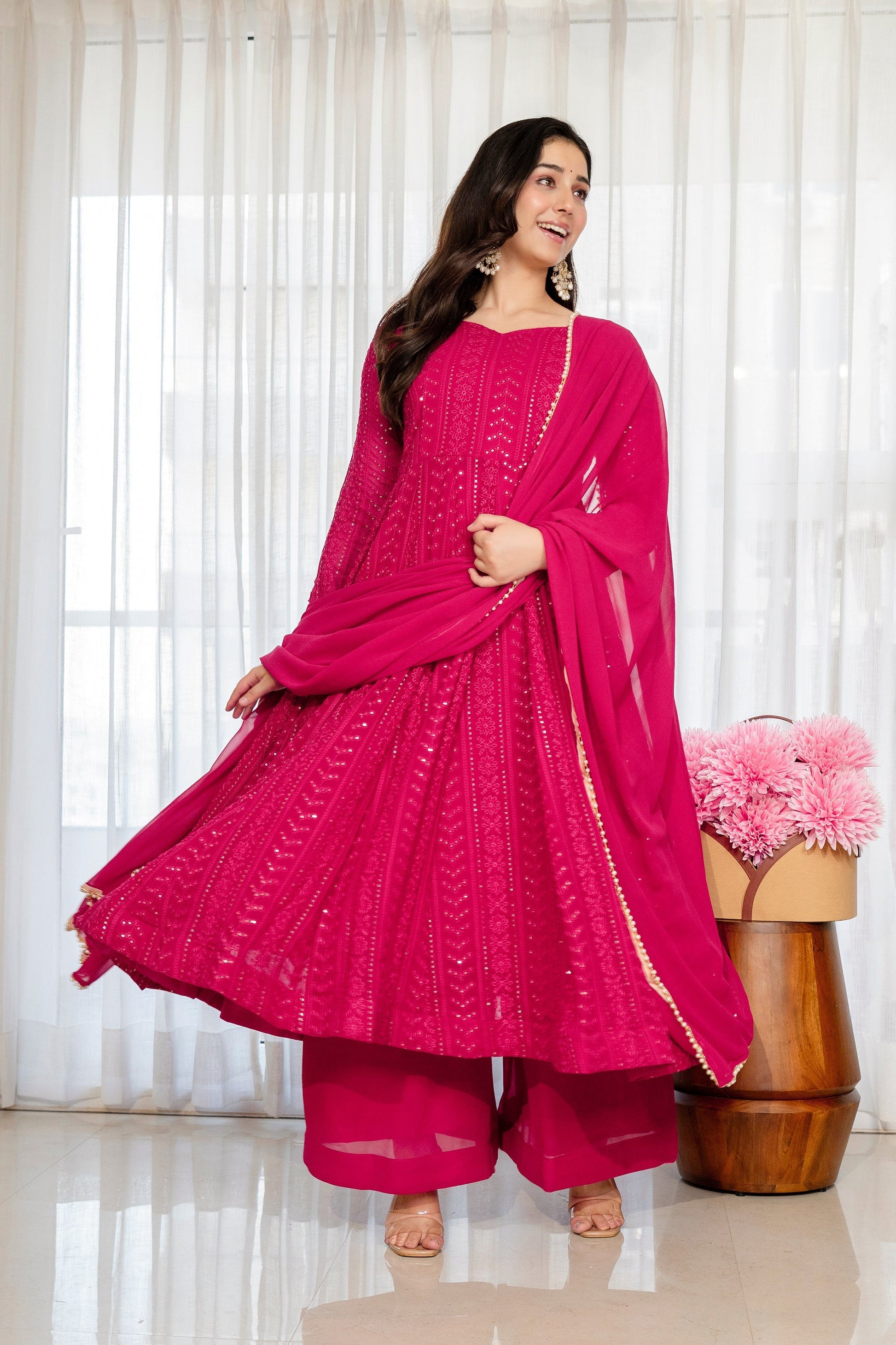 Yash Enterprise Rani Pink Blooming Silk Party Wear Embroidery Sharara Suit Set  Grab2Buy Yash Enterprise Grab2Buy